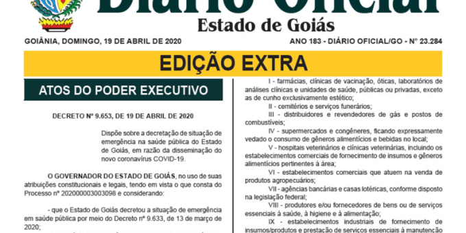 Governo de Goiás lança novo decreto com novas regras para o comércio e outras atividades